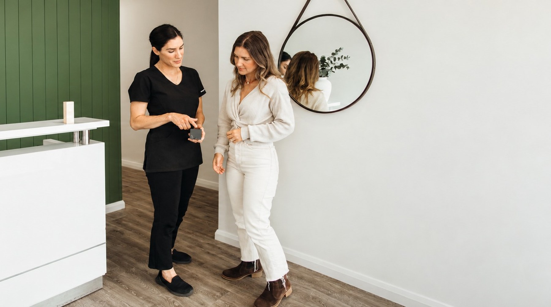 Michelle consulting with a client at Southwest Beauty Co. in Margaret River